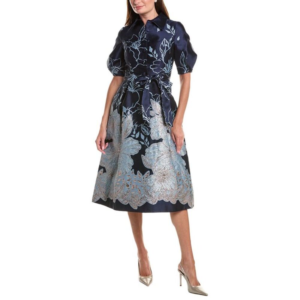Teri Jon By Rickie Freeman Womens Floral Print Dress, Blue